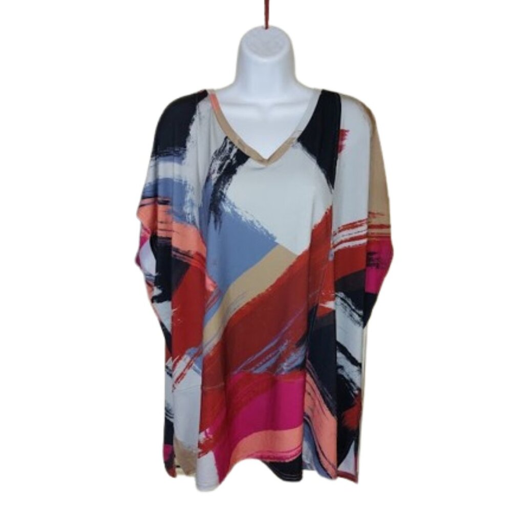 Bright Colorful Tunic Top Size 1x